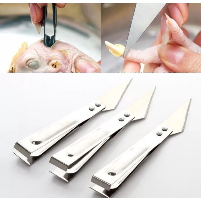 RfkQDyGk7K2XHhzh781ebr8toUJhmIMOs4RStik5 Pinset Alat Pencabut Bulu Ayam 2in1 Stainless Steel - Image 1
