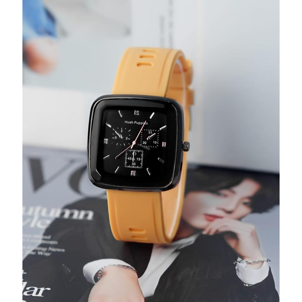 Tcy3AGGDRJedKBOxMMoueAT1NeAnwp9Yn8tYqDUC Jam Tangan RM081 Chrono Silikon Rubber Pria Wanita Sport - Coklat Muda - Image 1