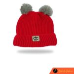 Kupluk Rajut Bayi Model Pompom Premium Unisex POM02 - Merah