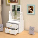 Rak Makeup 2 Susun dengan Cermin Telinga Kelinci PVC - Rabbit Petak