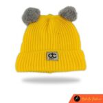 Kupluk Rajut Bayi Model Pompom Premium Unisex POM02 - Kuning Cerah