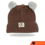 Kupluk Rajut Bayi Model Pompom Premium Unisex POM02 - Coklat Tua