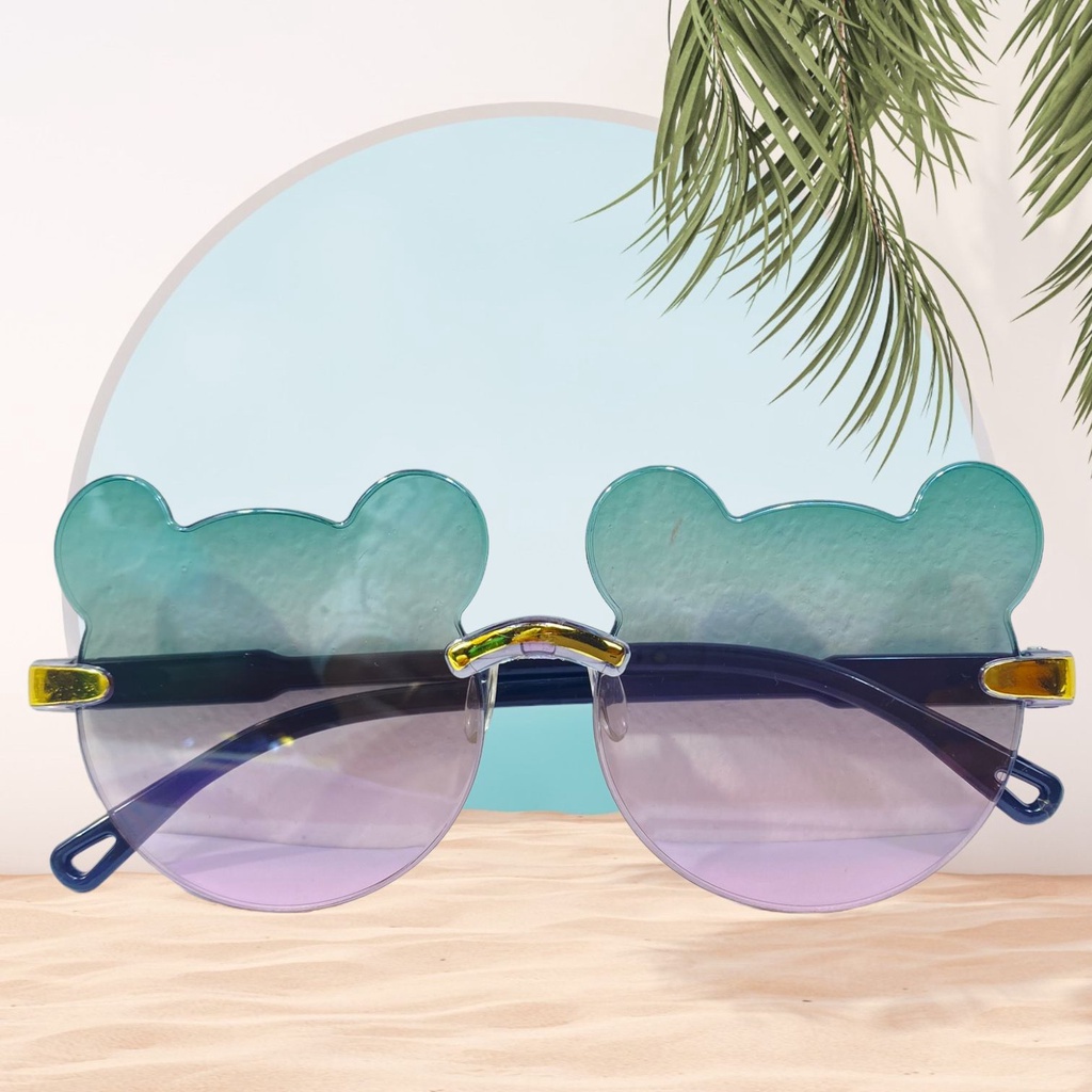 20240517071531287e2afcd2443bf7b9cfcfe80f54053d Kacamata Anak dengan Motif Beruang - Hijau Pink - Image 1