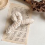 Jepit Rambut Bulu Korea ELegan Bahan Wol - hijau