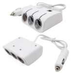 Adaptor Charger Mobil 3 Slot USB - putih
