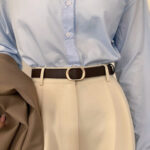 Ikat Pinggang Wanita Kulit Tali Mini Korea Adjustable Korea - Coklat