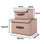 Kotak Storage Box Organizer Tempat Penyimpanan 2 in 1 - Coklat Muda