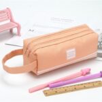 Kotak Tempat Penyimpanan Alat Tulis Dual Zipper - Pink