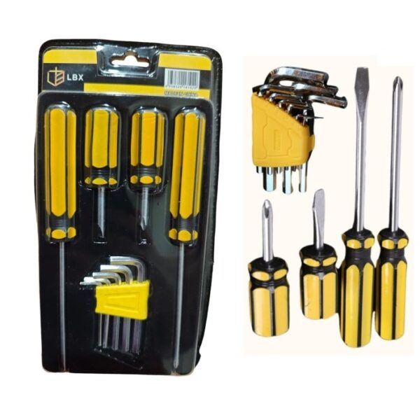 Set Obeng Kunci L LBX Tools Screwdriver With Hex Key 9 in 1