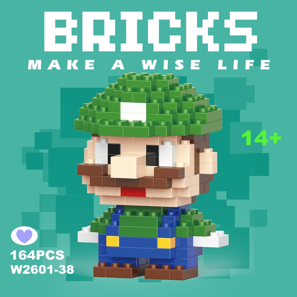 RHdBE4pdWvAcat3sUrN60qXkzb10jmEc7KhSMkLV Mainan Nano Block Susun Edukasi DIY 3D Puzzle - Luigi - Image 1
