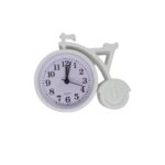 Jam Meja Model Sepeda LED Alarm Desain Unik Aesthetic Dekorasi Kamar - Putih