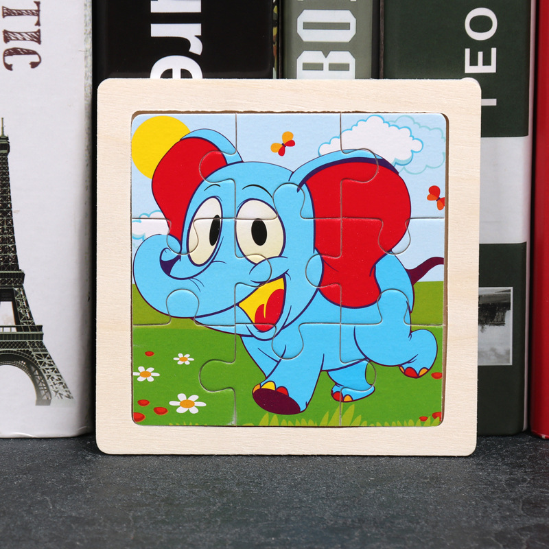 F6qhildxRE57tqlHgo1E36YyYtSrr5yCA3gvKnQS Mainan Edukasi Anak MINI WOODEN PUZZLE Jigsaw Kubus Kayu 10.5x10.5cm - Gajah - Image 1