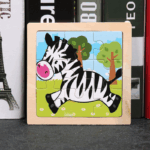 Mainan Edukasi Anak MINI WOODEN PUZZLE Jigsaw Kubus Kayu 10.5x10.5cm - Zebra