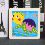 Mainan Edukasi Anak MINI WOODEN PUZZLE Jigsaw Kubus Kayu 10.5x10.5cm - Kura-Kura