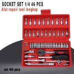 Set Obeng Socket Set 46 Pcs Kunci Shock 1/4 Socket