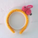 Bando Kelinci Bulu Aksesoris Lucu Cute Hiasan Rambut Fashion Korea - Kuning Pink