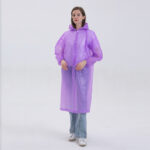 Jas Hujan Model Poncho Waterproof untuk Anak dengan Bahan EVA Tebal - Ungu