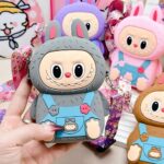Tas Selempang  Anak Silikon Mini Labubu Viral Motif 3D Rubber Sebaguna - B-Abu
