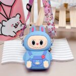 Tas Selempang  Anak Silikon Mini Labubu Viral Motif 3D Rubber Sebaguna - B-Biru