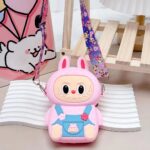 Tas Selempang  Anak Silikon Mini Labubu Viral Motif 3D Rubber Sebaguna - B-Pink