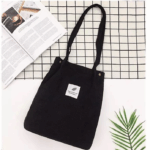 Totebag Fashion Wanita Bahan Corduroy Korea Style Canvas Sling Bag - Hitam