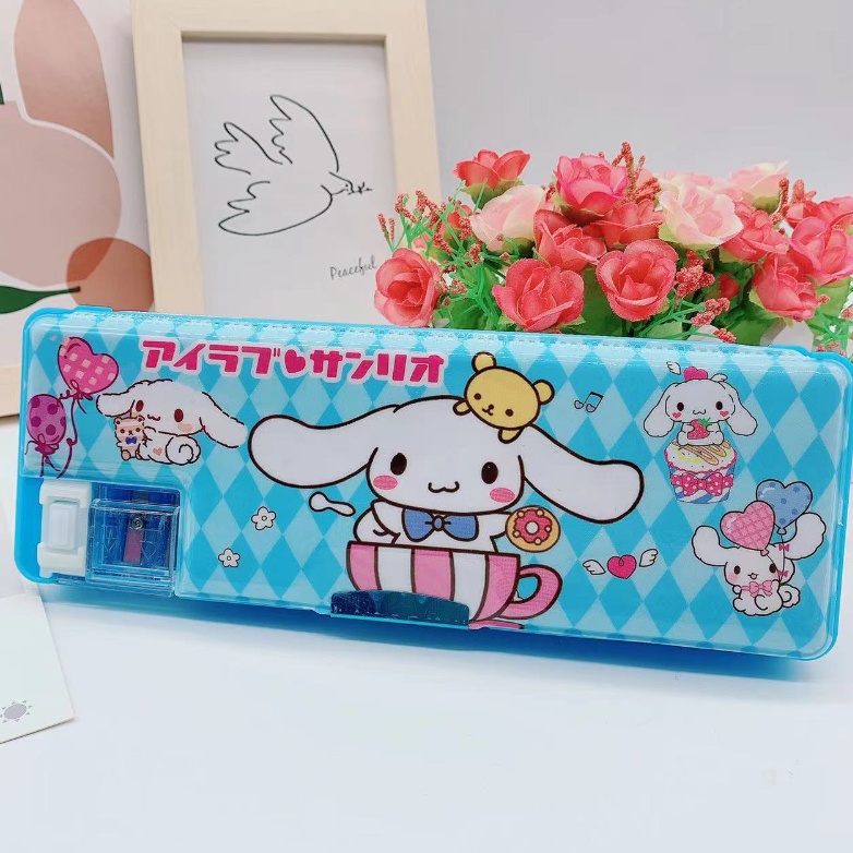 lYdFVmiID9sztScIJyyJtezMzmFEJQji7WjLQUKf Kotak Pensil 2 Sekat Magnet Anak Sekolah TK SD Karakter Lucu Sanrio - Cinnamoroll - Image 1
