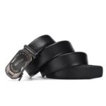 Gesper Ikat Pinggang Pria Sabuk Kulit Kasual Otomatis Motif Jaguar - Hitam