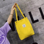 Totebag Fashion Wanita Bahan Corduroy Korea Style Canvas Sling Bag - Kuning