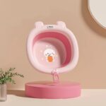 Baskom Lipat Mini Bayi New Born Portable Desain Fleksibel Multifungsi - Pink Petak