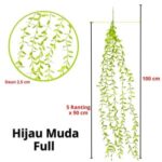 Daun Rambat Juntai Tanaman Plastik In Interior Hiasan Dinding Sintetis - Hijau Muda Full