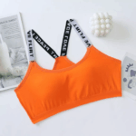 Sport Bra Kemben Cup Push Up Busa Tanpa Kawat Pakaian Dalam Wanita Gym - Orange