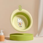Baskom Lipat Mini Bayi New Born Portable Desain Fleksibel Multifungsi - Hijau Bulat