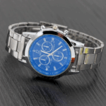 Jam Tangan Pria Wanita Strap Rantai Model Trendi Fashion Stylish Watch - Biru