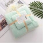 Set Handuk Mandi Badan Wajah 2 in 1 Motif Beruang Lucu Lembut Kado Gift - Hijau