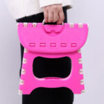 Kursi Mini Lipat Plastik Bangku Dewasa Anak Lucu Praktis Serbaguna - Pink