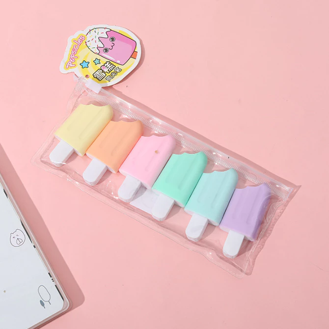WS9ANvlu6Zim0WH9J7alU4wAp2WigwoWxQfhfmpB Highlighter Desain Lucu Warna Warni Menandai Poin Penting Pencatatan - Ice Cream Stick - Image 1