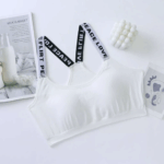 Sport Bra Kemben Cup Push Up Busa Tanpa Kawat Pakaian Dalam Wanita Gym - Putih