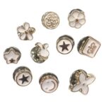 Set Bros Pin 10 in 1 Kancing Bunga Bintang Kelinci Aneka Fashion Korea - Bunga Putih