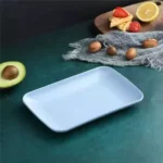 Wheat Straw Piring Saji Persegi Panjang Anti Lengket Warna Warni Simple - Biru