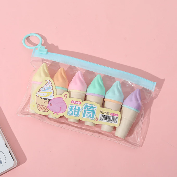 x4N9cjf9dLcoWTeB0UOweLKkGG1EXGYo86hDmD0n Highlighter Desain Lucu Warna Warni Menandai Poin Penting Pencatatan - Ice Cream Cone - Image 1
