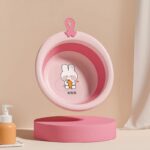 Baskom Lipat Mini Bayi New Born Portable Desain Fleksibel Multifungsi - Pink Bulat
