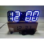 Jam Dinding Digital LED 3D Clock Aesthetic Modern Style - Hitam Biru