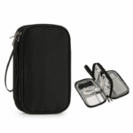 Pouch Dompet Travel Double Layers Mini Storage Organizer Cable Cord - Hitam