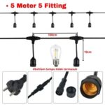 Fitting Lampu Hias Cafe Gantung Outdoor 10 M Waterproof Feston Light - 5 Fitting 5 Meter