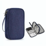 Pouch Dompet Travel Double Layers Mini Storage Organizer Cable Cord - Navy