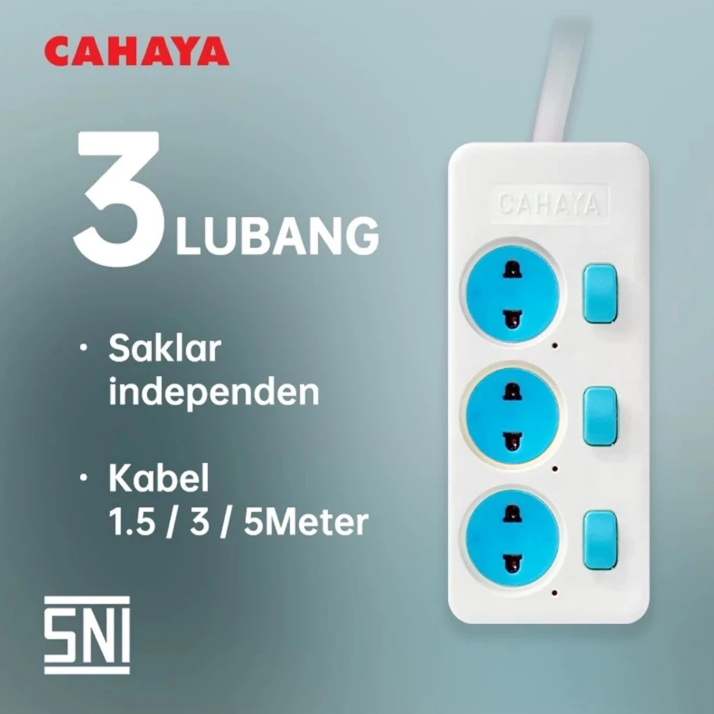 qoiNrrL19PZupXveoZNzgjWEzjcUQtXVxNGxlX9J Stop Kontak Gepeng Kabel Saklar 3 4 5 Lubang 1 sampai 5 Meter SNI - 3 Lubang 1.5M - Image 1