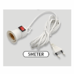 Fitting Lampu Gantung Kabel Putih Saklar On Off Colokan Fleksibel - 5 Meter