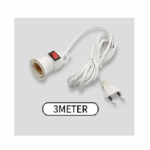 Fitting Lampu Gantung Kabel Putih Saklar On Off Colokan Fleksibel - 3 Meter