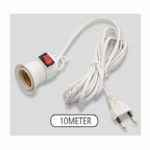 Fitting Lampu Gantung Kabel Putih Saklar On Off Colokan Fleksibel - 10 Meter