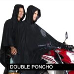Jas Hujan Terusan Pasangan Double Poncho Raincoat Karet PVC - Hitam